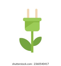 Vector plano de icono de enchufe de planta ecológica. Energía limpia. Reciclado de salud aislado