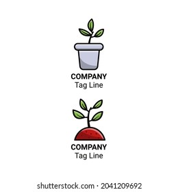 Eco plant in pot Logo and icon Design Template Vector, Emblem, Design Concept