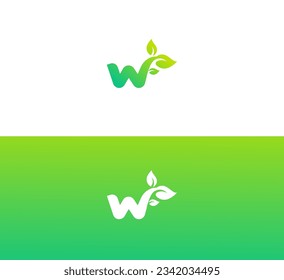Diseño de vectores de diseño con logotipo ECO, Planta, Árbol, Leaf Verde Letra W Diseño Ilustración Diseño Editable Resizable EPS 10.