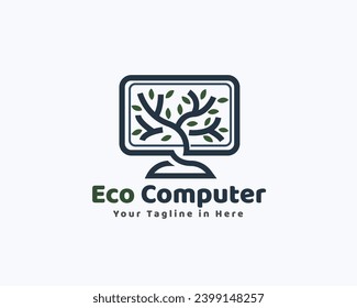 eco plant web channel nature icon symbol logo design template illustration inspiration