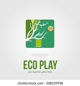 ECO PLAY LOGO TEMPLATE EMBLEM SIGN SYMBOL