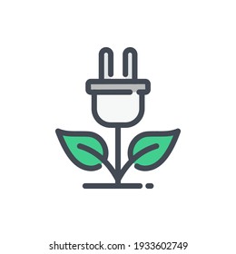 Eco plug color line icon. Eco power vector outline colorful sign.