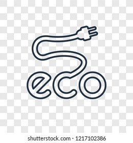 Eco Plug concept vector linear icon isolated on transparent background, Eco Plug concept transparency concept in outline style