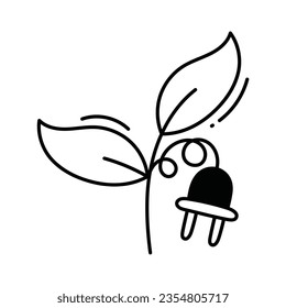 Icono de diseño del doodle de conexión ecológica. Símbolo ecológico sobre el fondo blanco Archivo EPS 10