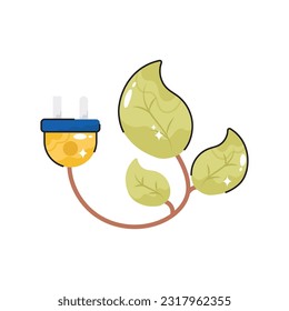 Eco plug doodle vector outline Sticker. EPS 10 file