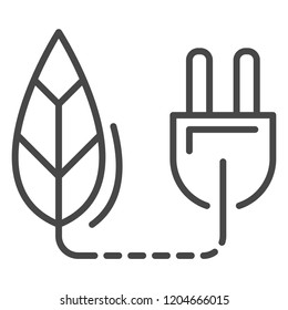 Eco plug energy icon. Outline eco plug energy vector icon for web design isolated on white background
