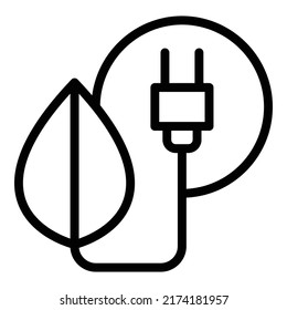Eco plug energy icon outline vector. Clean ecology. Bio globe