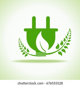 Eco plug with green leaf