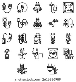 eco plug icon collection, style outline