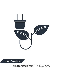Eco plug icon logo vector illustration. bio energy symbol template for graphic and web design collection