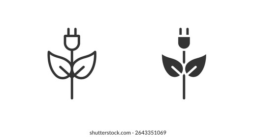 Eco plug icon set visualizing green energy and eco power.