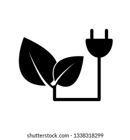 Eco plug with leaf icon/  electric plug vector icon
