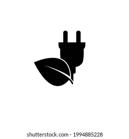 Eco plug with leaf icon  electric plug vector icon