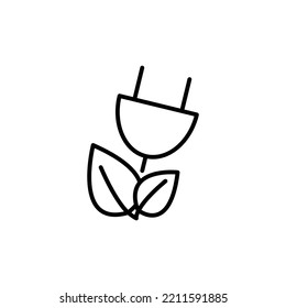 Eco plug with leaf icon electric plug vector icon