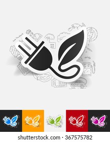 eco plug leaf paper sticker with hand drawn elements