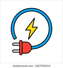 Eco plug line icon. Eco power vector outline sign. vector illustration on white background