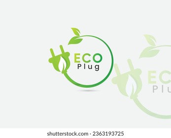 Eco plug logo design. Plug eco. Natural. Electric. Business. Power saving. Energy. Plug vector. Premium template. Finance. Green