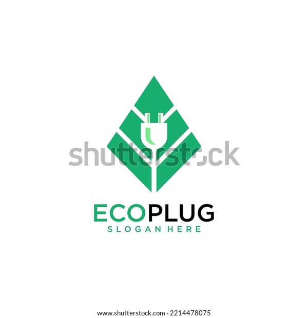 Eco Plug Logo. Green leaf\
symbol.