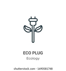 Eco plug outline vector icon. Thin line black eco plug icon, flat vector simple element illustration from editable ecology concept isolated stroke on white background