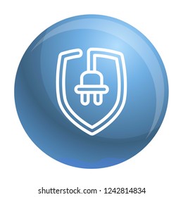 Eco plug shield icon. Outline eco plug shield vector icon for web design isolated on white background