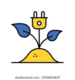 Eco Plug  vector filled outline icon. EPS 10 file