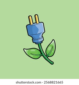 Eco Plug Vector Illustration Go Green Design Concept