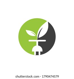 Eco Plug vector logo design. Leaf plug energy logo concept.