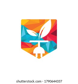 Eco Plug vector logo design. Leaf plug energy logo concept.