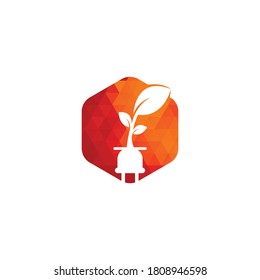 Eco Plug vector logo design. Leaf plug energy logo concept.	