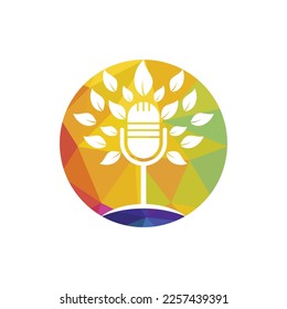 Eco podcast vector logo design. Nature talk logo concept.