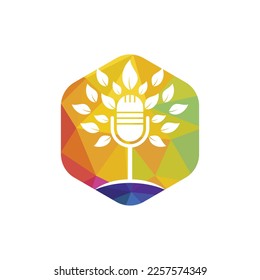 Eco podcast vector logo design. Nature talk logo concept.