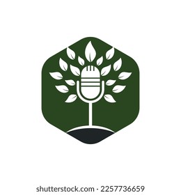 Eco podcast vector logo design. Nature talk logo concept.