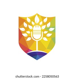 Eco podcast vector logo design. Nature talk logo concept.
