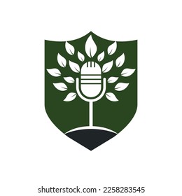 Eco podcast vector logo design. Nature talk logo concept.