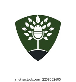 Eco podcast vector logo design. Nature talk logo concept.