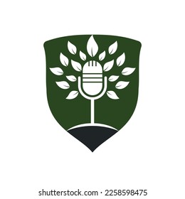 Eco podcast vector logo design. Nature talk logo concept.