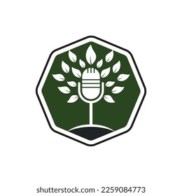 Eco podcast vector logo design. Nature talk logo concept.