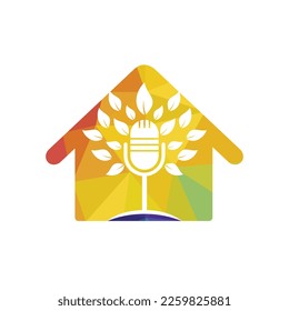 Eco podcast vector logo design. Nature talk logo concept.