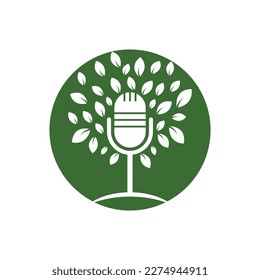 Diseño del logotipo del vector del podcast ecológico. Concepto del logo de la charla de la naturaleza.