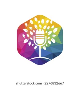Eco podcast vector logo design. Nature talk logo concept.