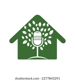 Eco podcast vector logo design. Nature talk logo concept.