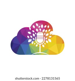 Eco podcast vector logo design. Nature talk logo concept.