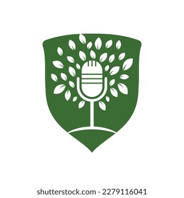 Eco podcast vector logo design. Nature talk logo concept.