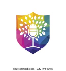 Eco podcast vector logo design. Nature talk logo concept.