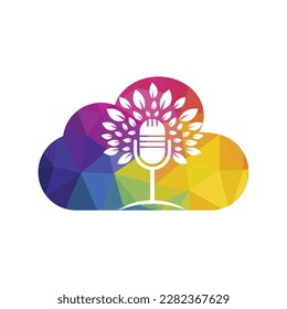 Eco podcast vector logo design. Nature talk logo concept.
