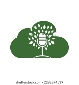 Eco podcast vector logo design. Nature talk logo concept.