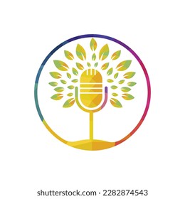 Eco podcast vector logo design. Nature talk logo concept.