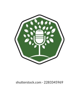 Eco podcast vector logo design. Nature talk logo concept.