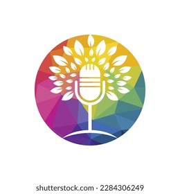Eco podcast vector logo design. Nature talk logo concept.