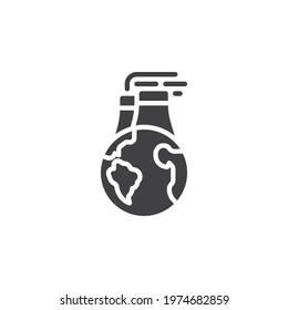 Eco pollution vector icon. filled flat sign for mobile concept and web design. Earth globe and plant glyph icon. Symbol, logo illustration. Vector graphics